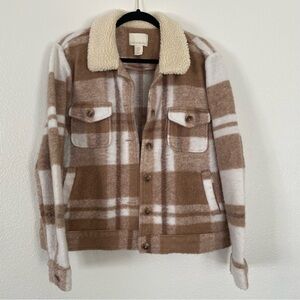 Cynthia Rowley Brown and Cream Jacket Womans XL with Sherpa Collar